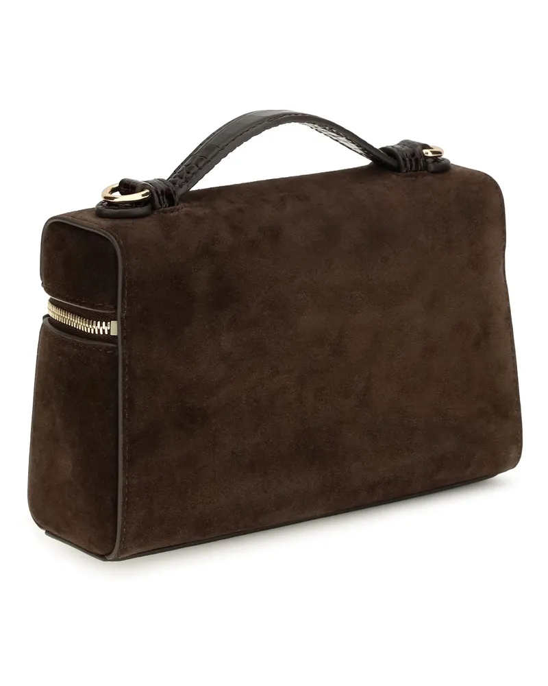 Tory Burch Women's Top Handle Bag Romy Suede Dark Cocoa Shoulder Brown
