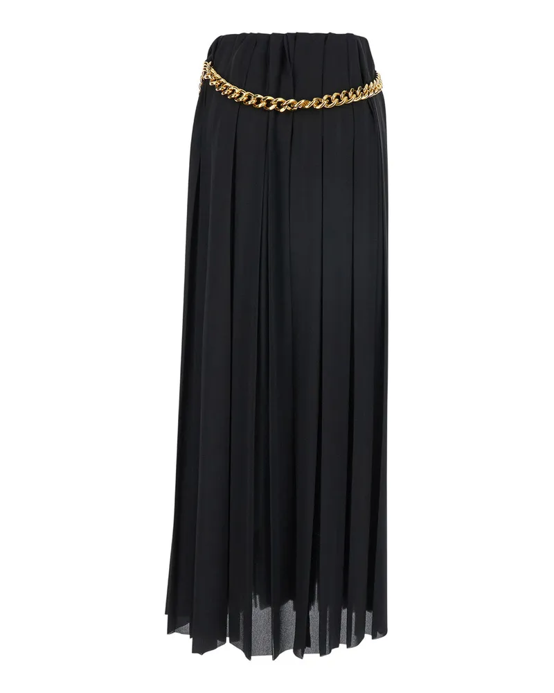 Balenciaga Women's Black Long Pleated Skirt With Belt Polyester Black