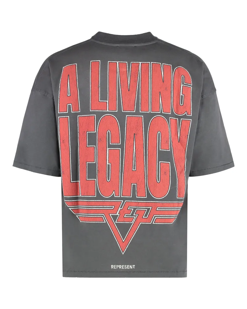REPRESENT Men's Reversible T-Shirt Living Legacy Tour Grey Cotton T-Shirts And Polos Gray