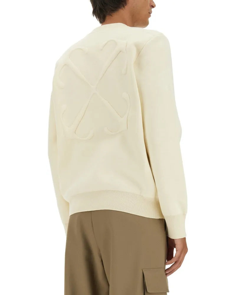 OFF-WHITE Logo-Print Cotton Sweatshirt — White White
