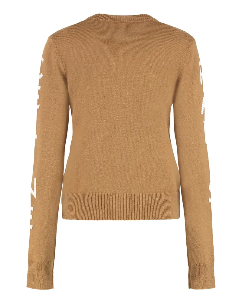Celine Women's Wool And Cashmere Sweater With Logo Camel Camel