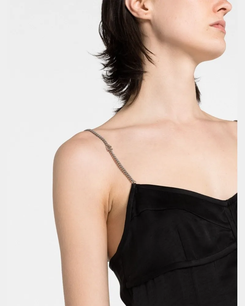 Palm Angels Chain-Strap Mini Dress — Black Black