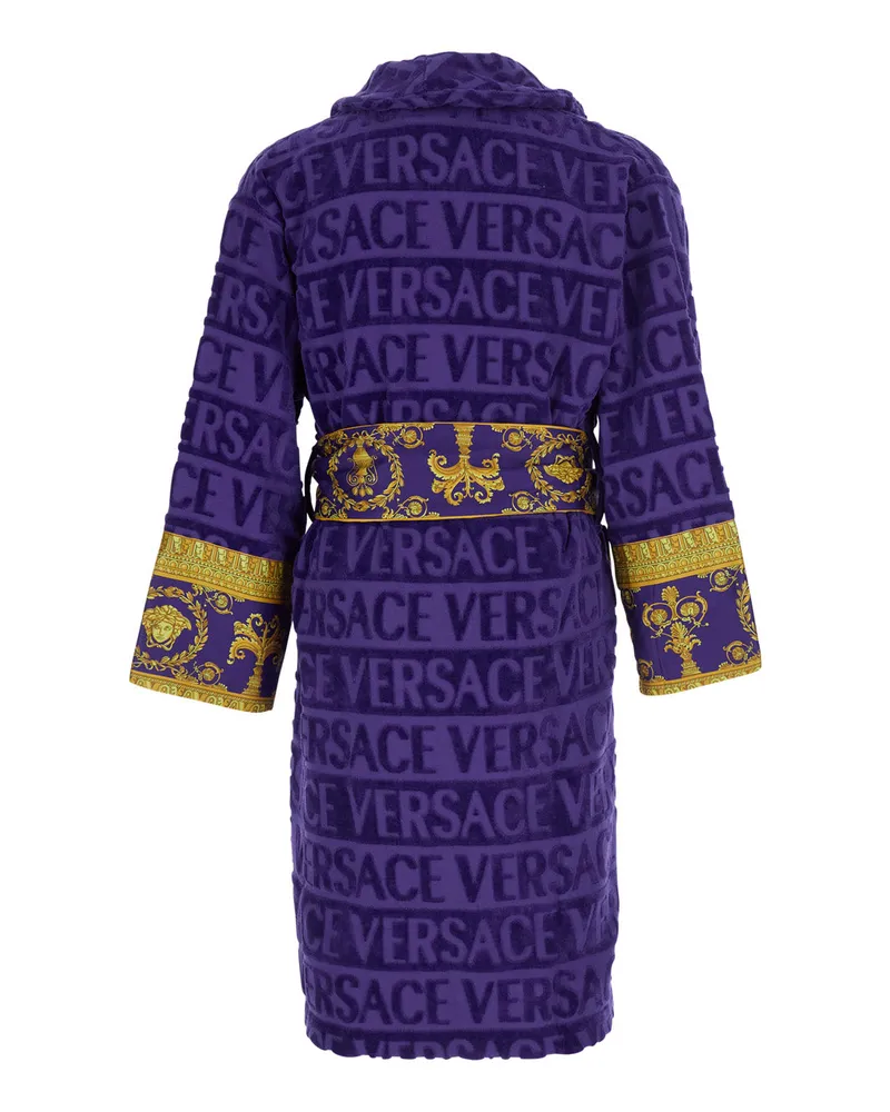 Versace Unisex Bathrobe I Heart Baroque Violet Cotton Towels & Bath Robes Purple