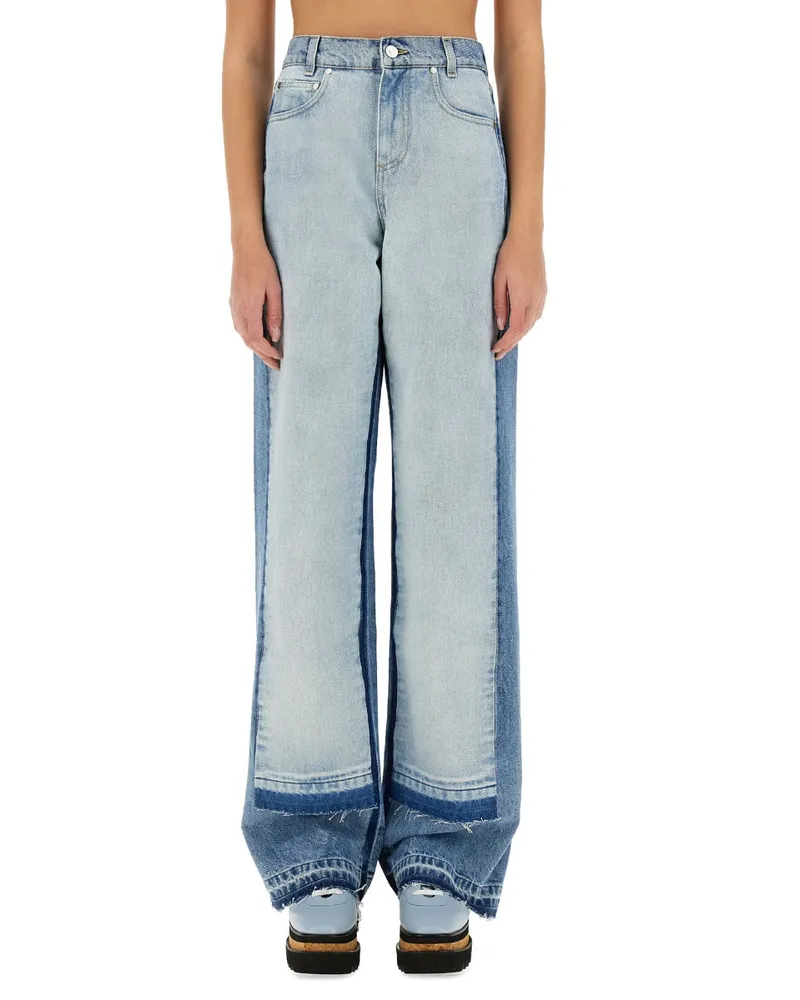 Stella McCartney Straight-Leg With Contrasting Panels Jeans — Blue Blue