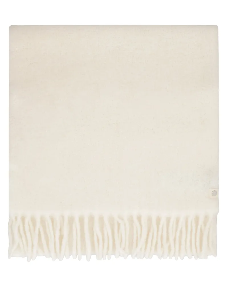 Canada Goose Women's Ivory Alpaca Scarf With Tassel Details Wool Scarfs Ivory