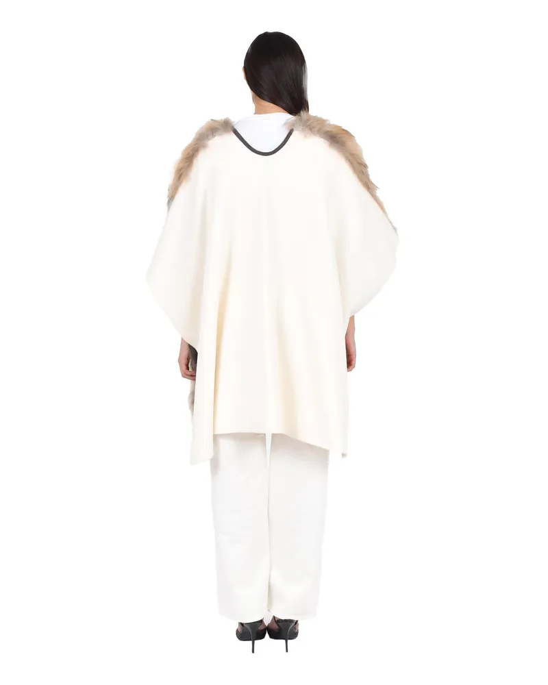 P.A.R.O.S.H. Women Gilet With Faux Fur Front Cream Virgin Wool Waistcoats & Gilets Beige