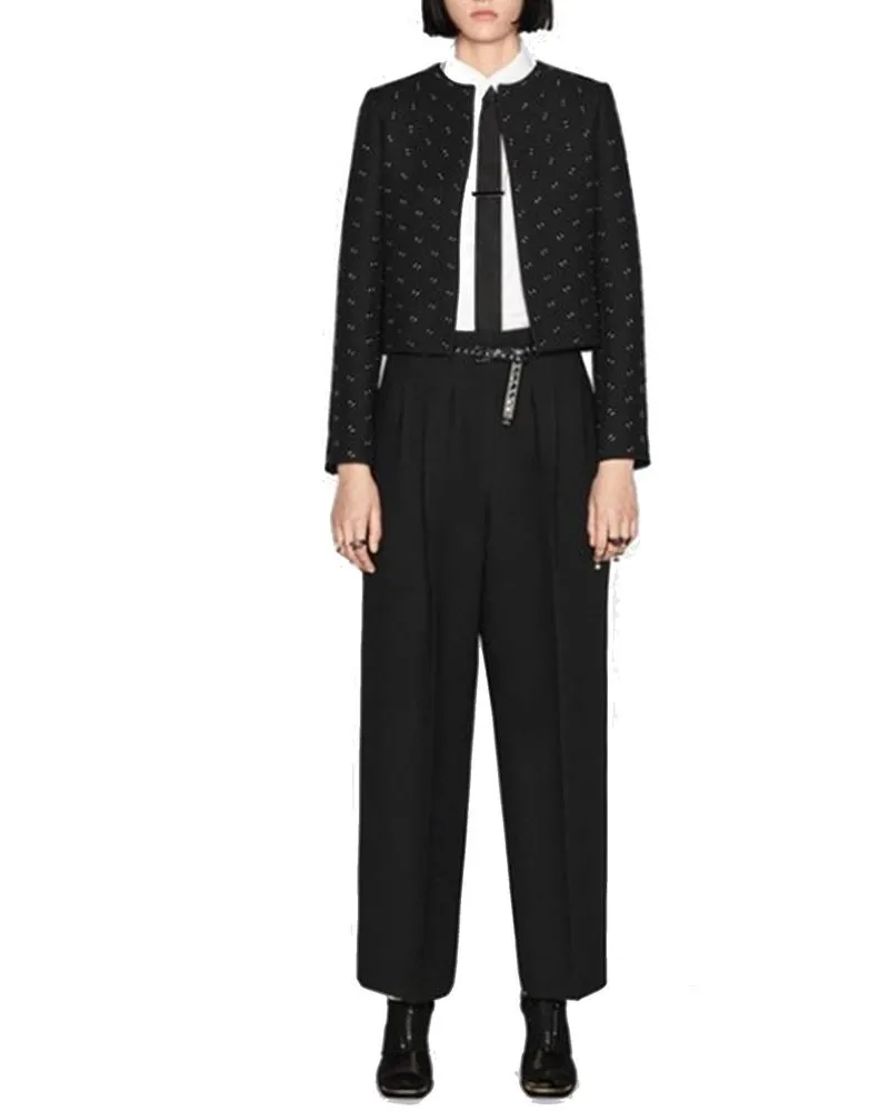 Dior Women's Black Wool Casual Pants Black