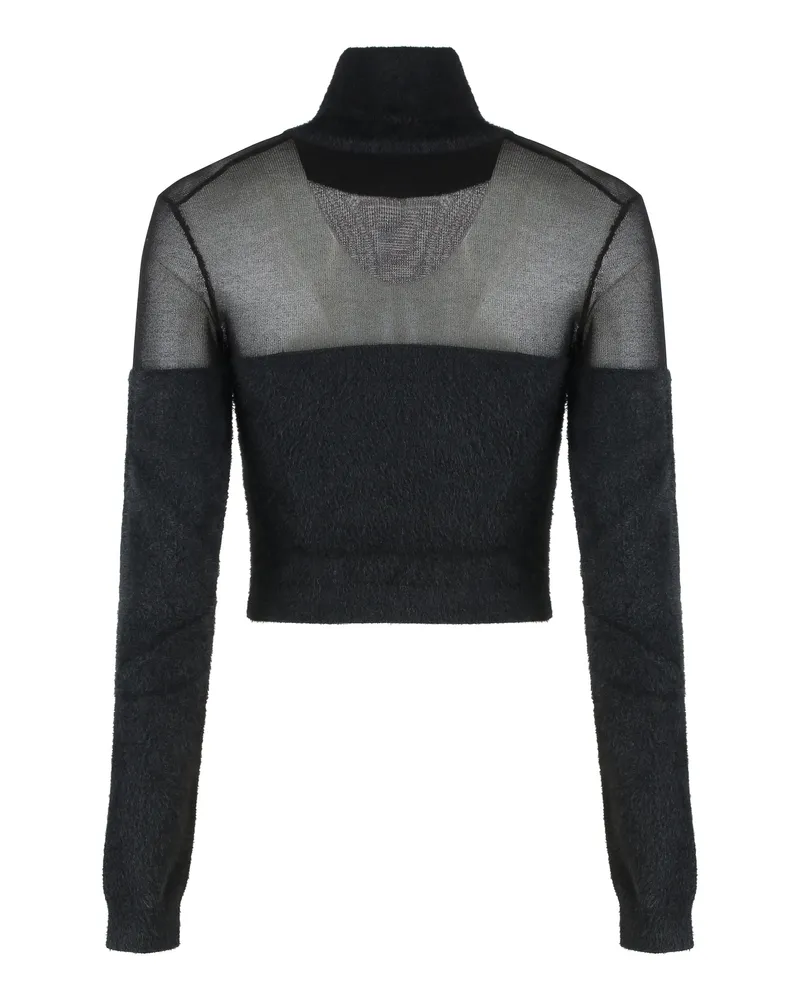 Elisabetta Franchi Women's Cropped Turtleneck Sweater With Logo Details Black Polyamide Black