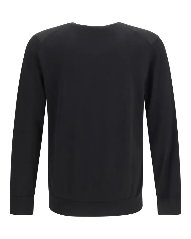 Loro Piana Men's Sweater Virgin Wool Black Fleece (ovis Aries Black