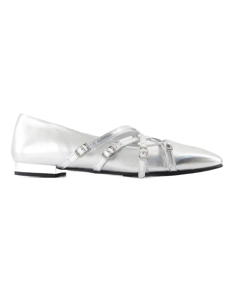 Carel Women's Eloise Ballerinas -  Leather Silver Calfskin Shoes Flat-Shoes Silver