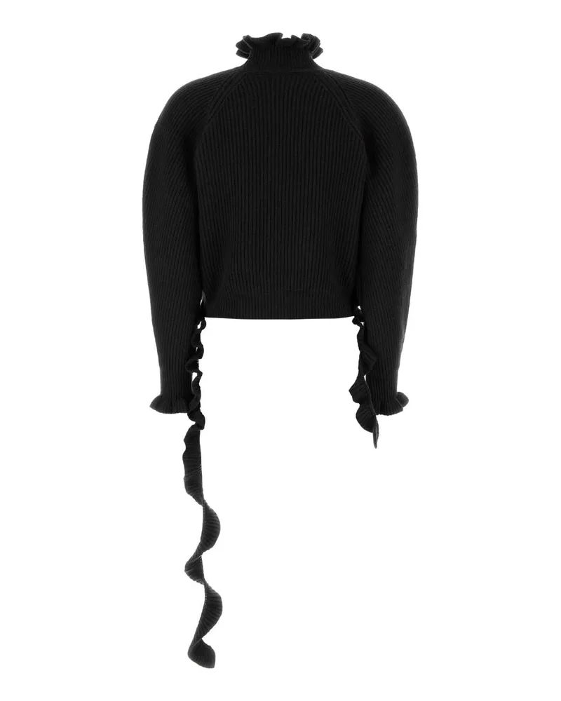Blumarine Ruffled Virgin Wool Sweater — Black Black
