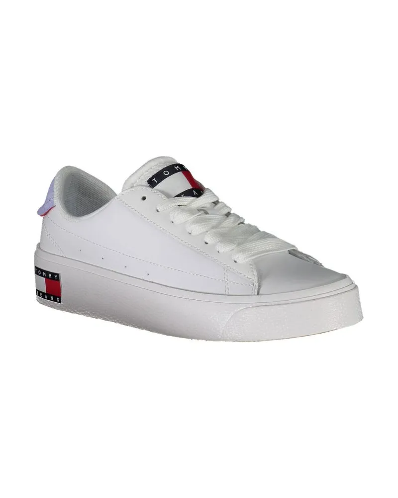 Tommy Hilfiger Leather and Recycled Polyester Sneaker — White White