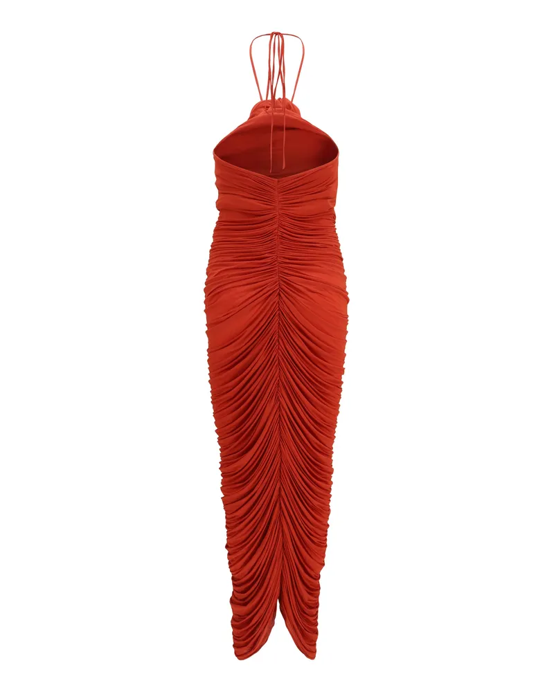 Magda Butrym Women's Halterneck Dress With Floral Applique, Red Viscose Red