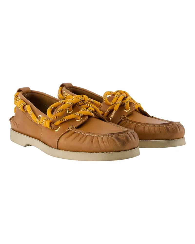 Golden Goose Women's Boat Loafers -  Leather Brown Cowhide Shoes Flat-Shoes Brown