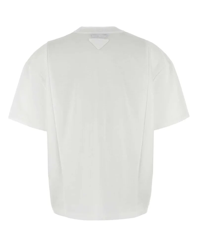 Prada Women's White Cotton T-Shirt Bianco T-shirts And Polos White