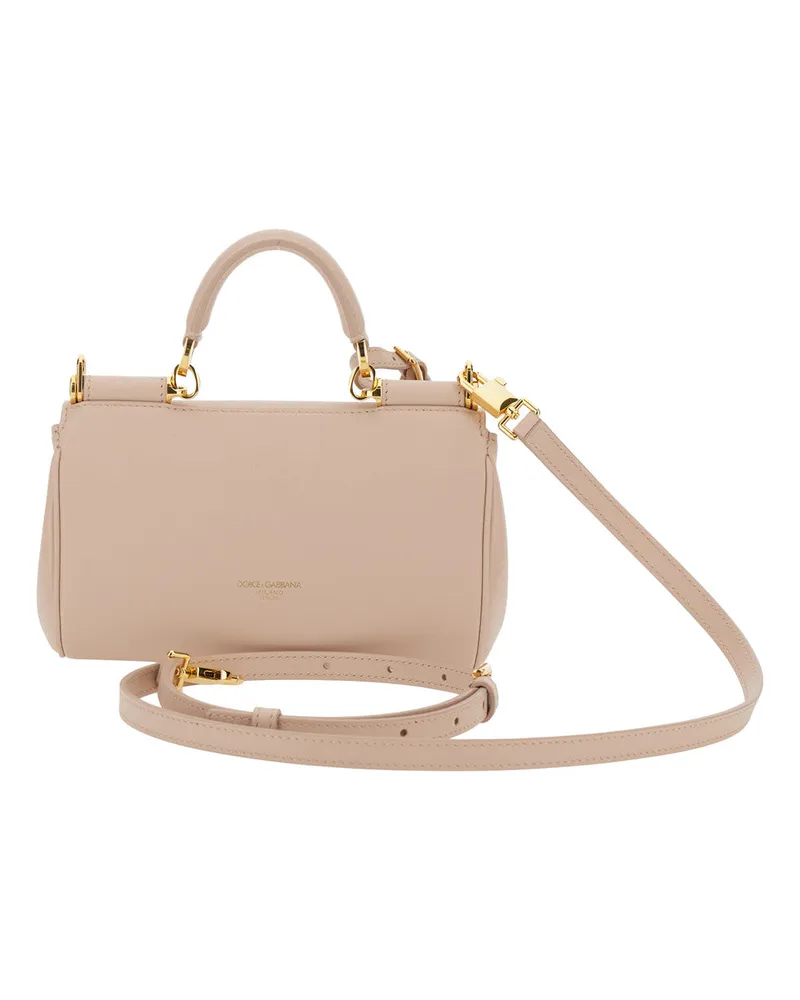 Dolce & Gabbana Women's Mini Crossbody Bag My Sicily Pink Leather Cotton Shoulder Pink