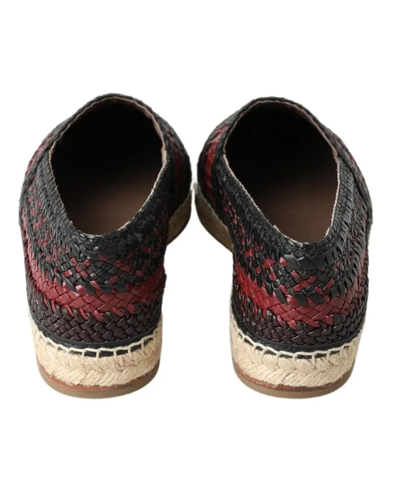 Dolce & Gabbana Men's Black Bordeaux Buffalo Leather Espadrille Shoes Black