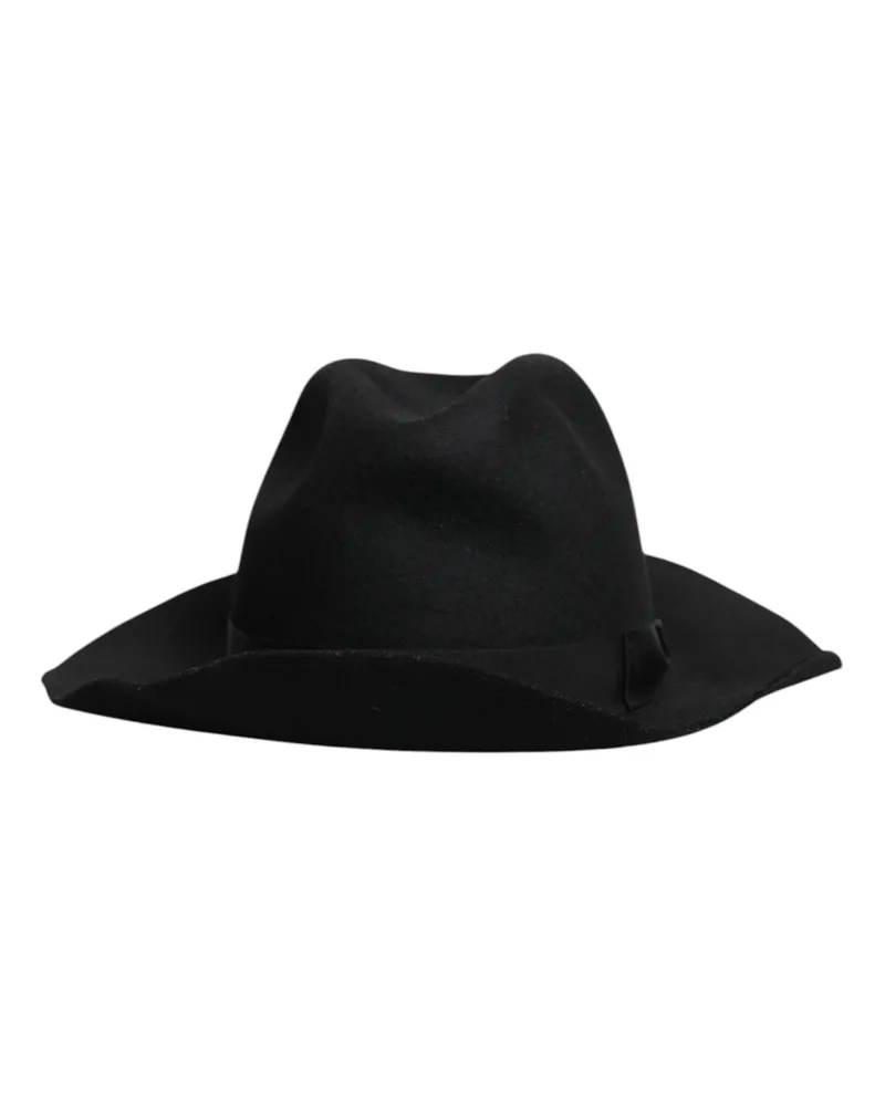Dolce & Gabbana Women Black Wide Brim Trilby Fedora Hat Black