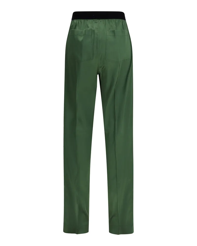 Tom Ford Women's Stretch Silk Satin Pants Moss Green Silk; Elastane Trousers Green