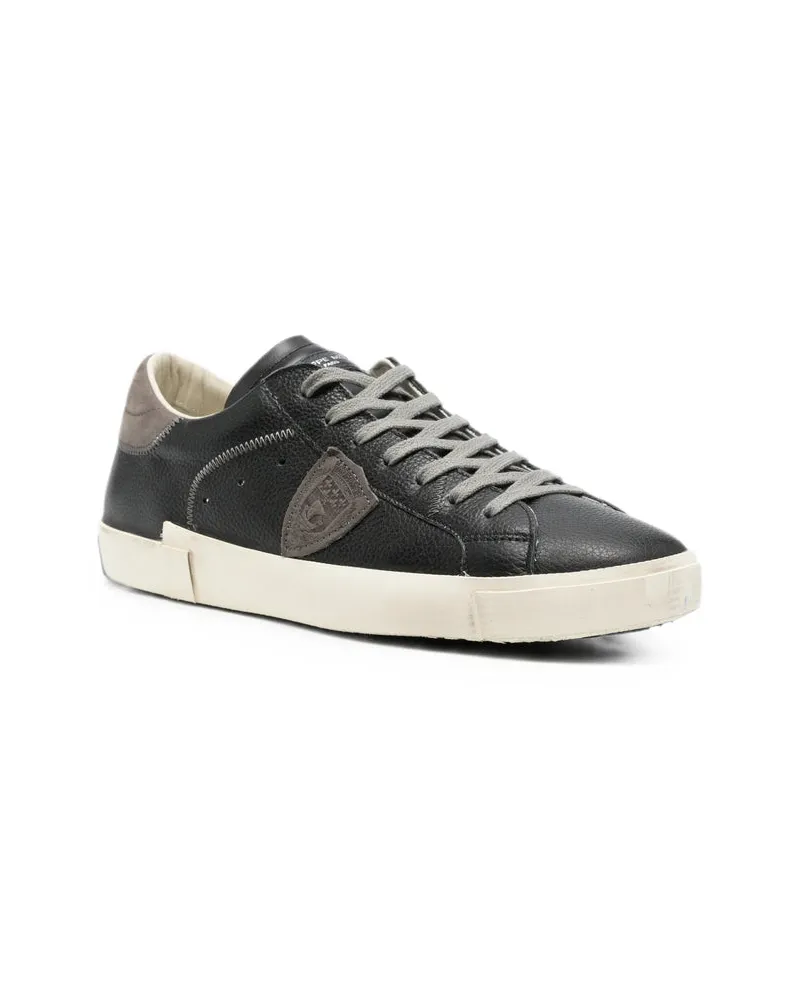Philippe Model Pebbled Leather Sneakers — Black Black