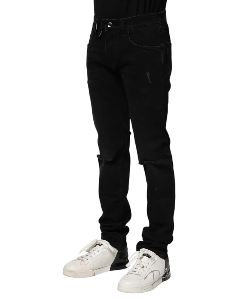 Dolce & Gabbana Black Cotton Skinny Men Denim Jeans Elastane Clothing Black