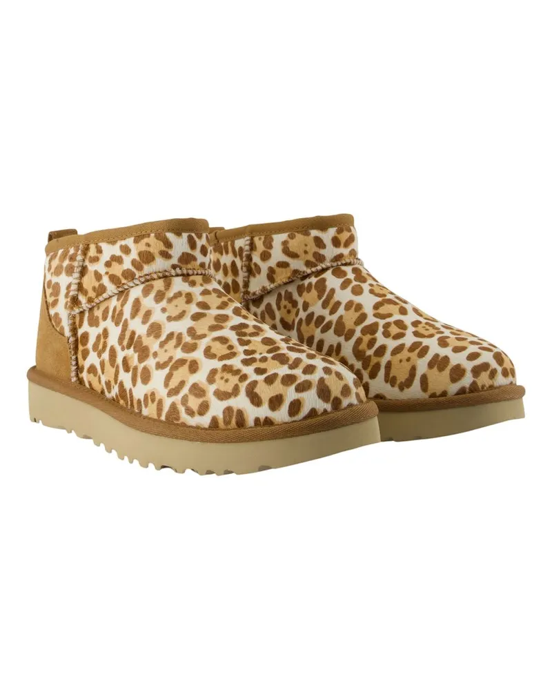 UGG Women's Classic Ultra Mini Plains Ankle Boots -  Leather Multicolor Calfskin Shoes Ankle-Boots Multicolor