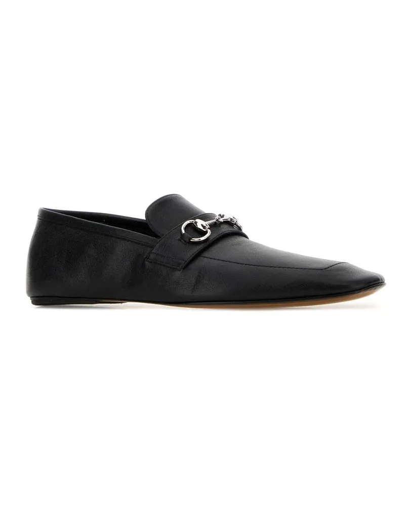 Gucci Men's Black Leather Loafers Calf Skin Mocassini Black
