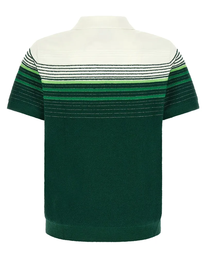 Casablanca Paris Bouclé Stripe Polo Shirt — green Green