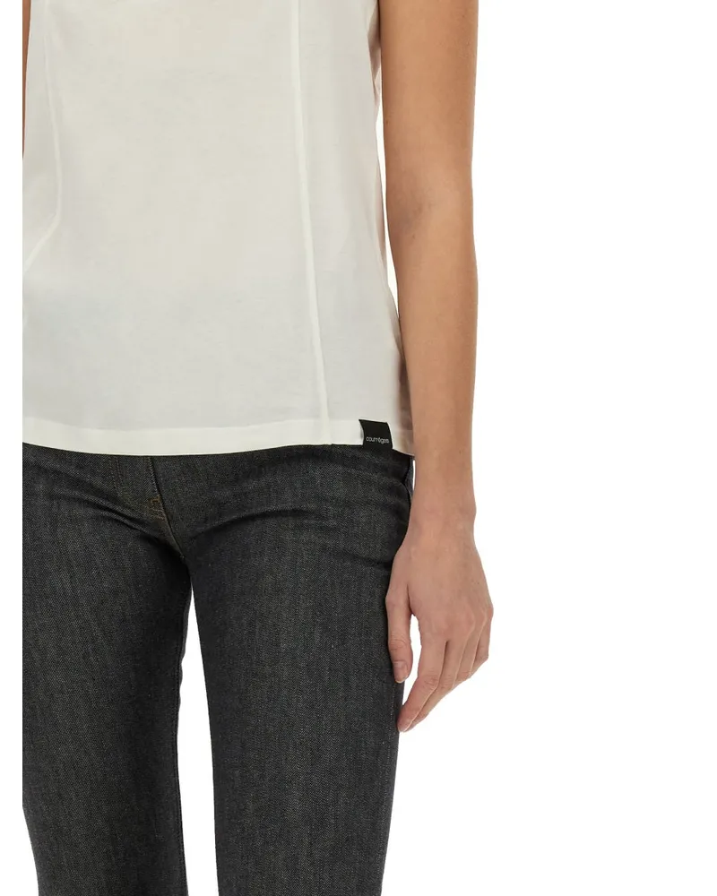 Courrèges Logo Cotton T-Shirt — White White