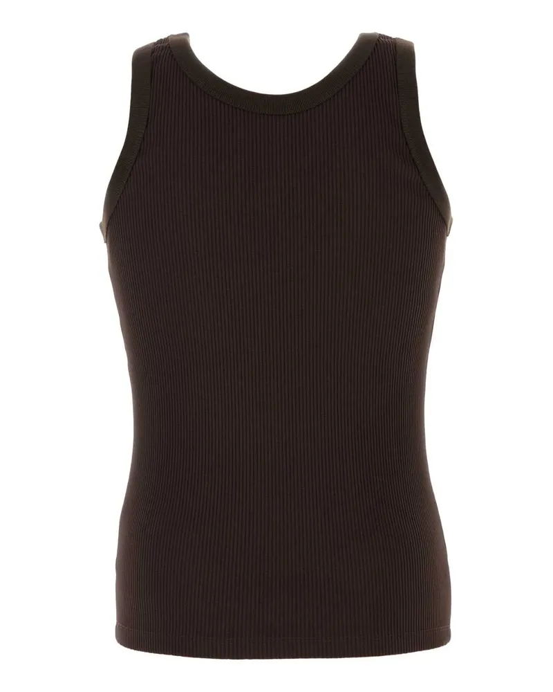 Fendi Men's Ribbed Tank Top Brown Nylon Elastane Tops Brown