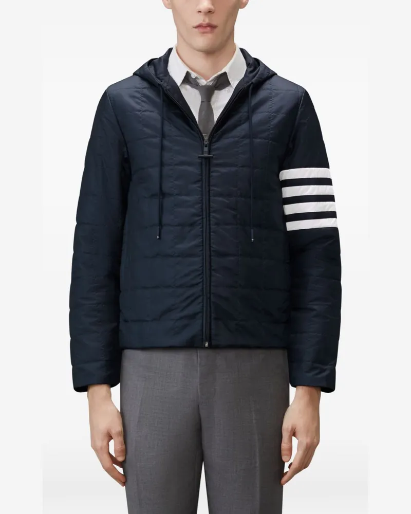 Thom Browne Bar Quilted Down Jacket — Navy Navy