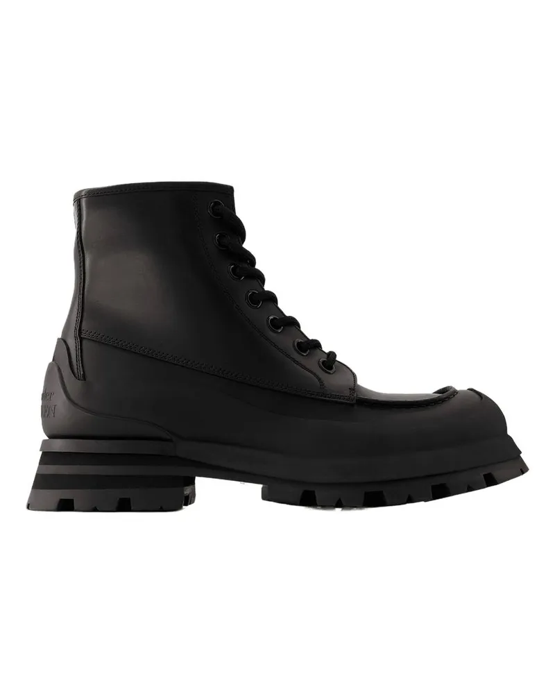 Alexander McQueen Men's Tread Ankle Boot Black Leather Black