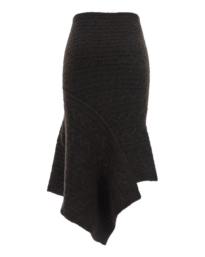 ATTICO Women's Brown Asymmetrical Wool Skirt With Logo Brown