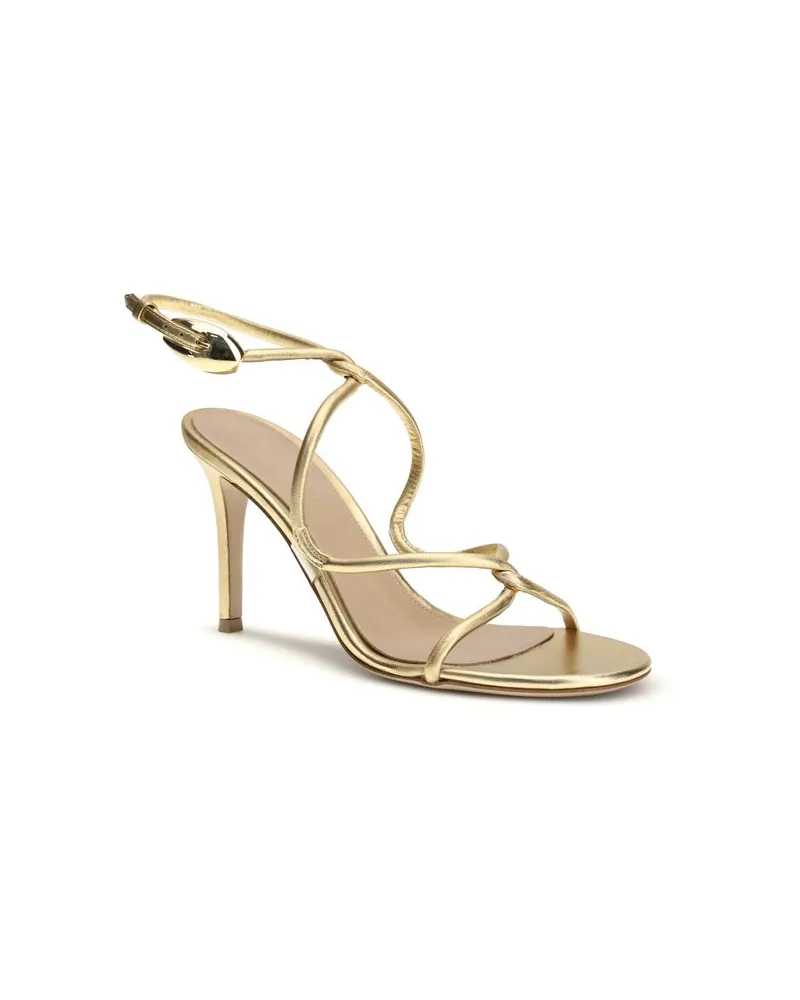 Gianvito Rossi Women's Gold Calf Leather Bos Taurus Stiletto Heel Sandals Gold