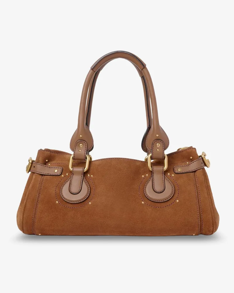 Chloé Women's Shoulder Bag Paddington Suede Brown Brown