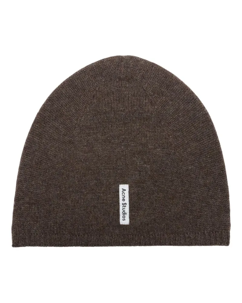 Acne Studios Unisex Fitted Beanie -  Cashmere Brown Accessories Hats Brown