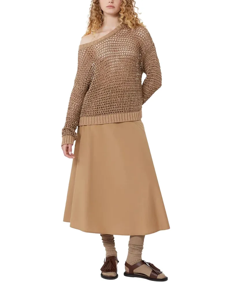 Weekend Max Mara Cotton-Poplin A-Line Skirt — Beige Beige