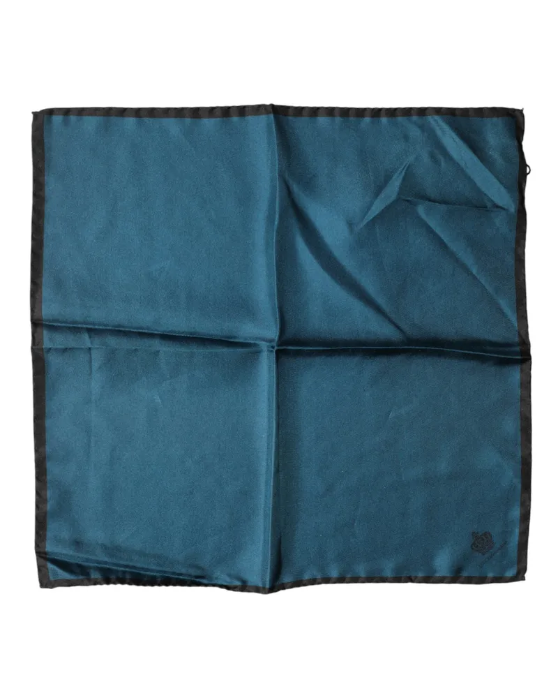 Dolce & Gabbana Men's Blue Silk Square Pocket Handkerchief Scarf Blue