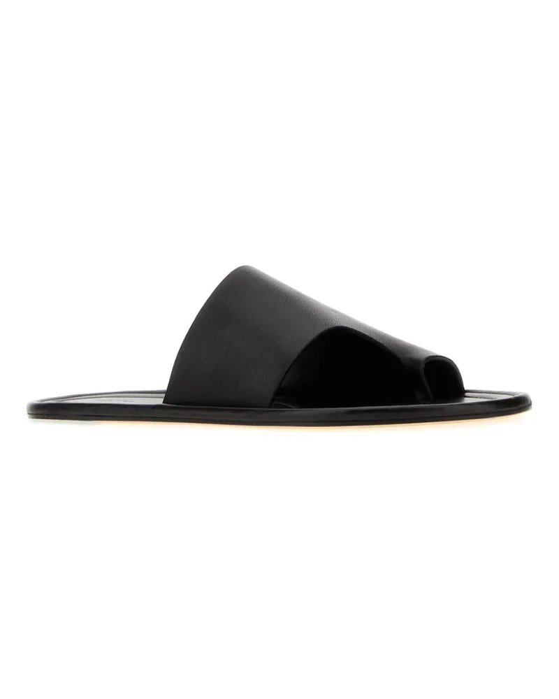 The Row Women's Malick Thong Slipper Black Leather Black