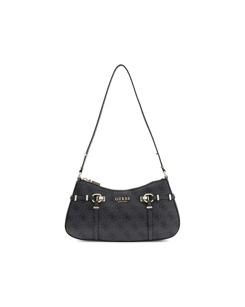 Guess Women's Shoulder Bag Coal Logo Polyurethane Shoulder-bags Black