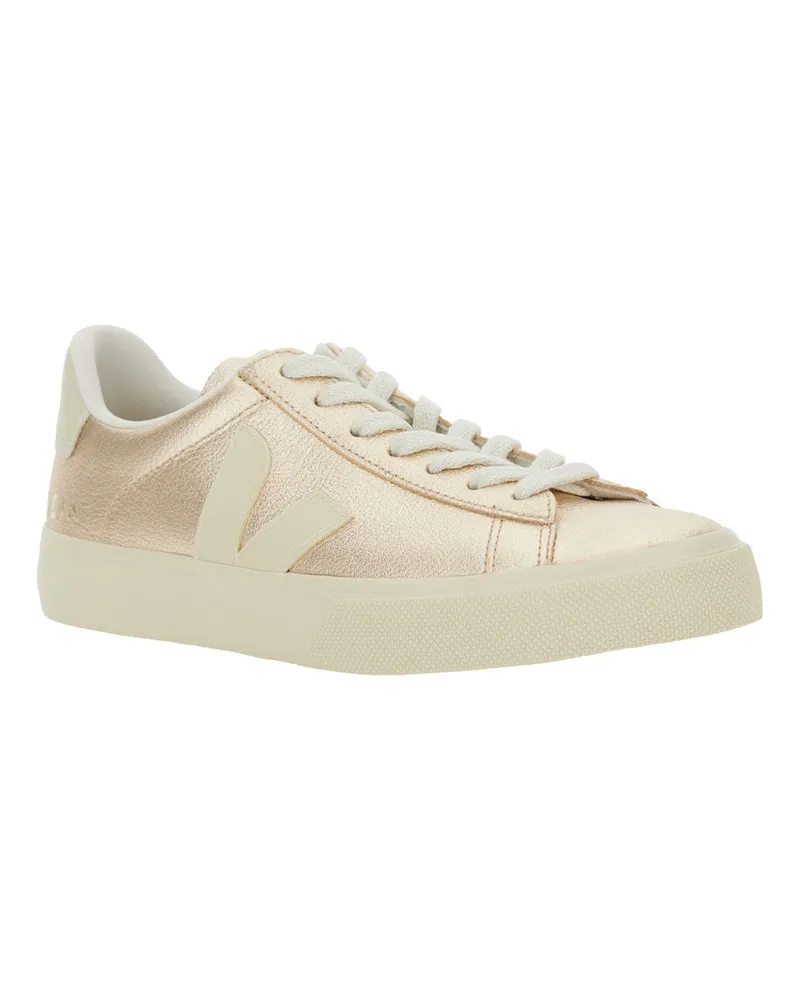 VEJA Unisex Sneaker Campo Metallic Leather Organic Traced Trainers Beige