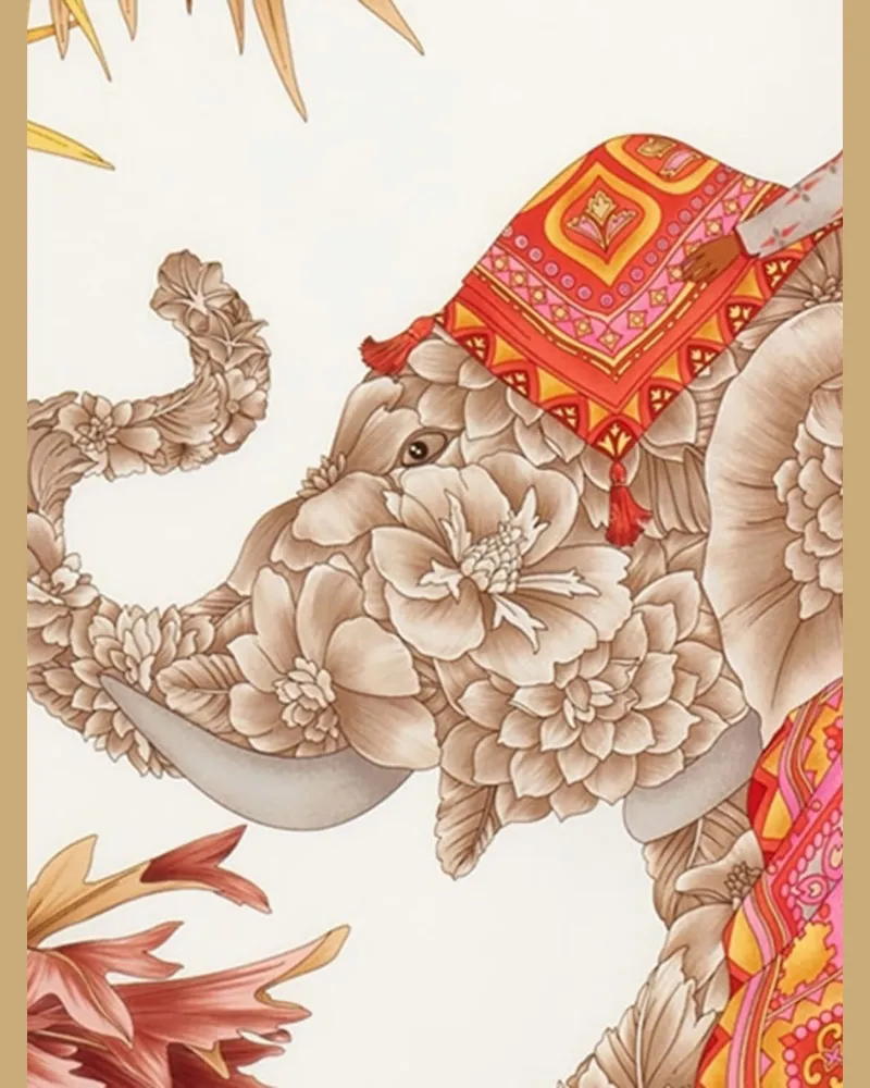 Ferragamo Elephant-Print Silk Scarf — Pink Pink