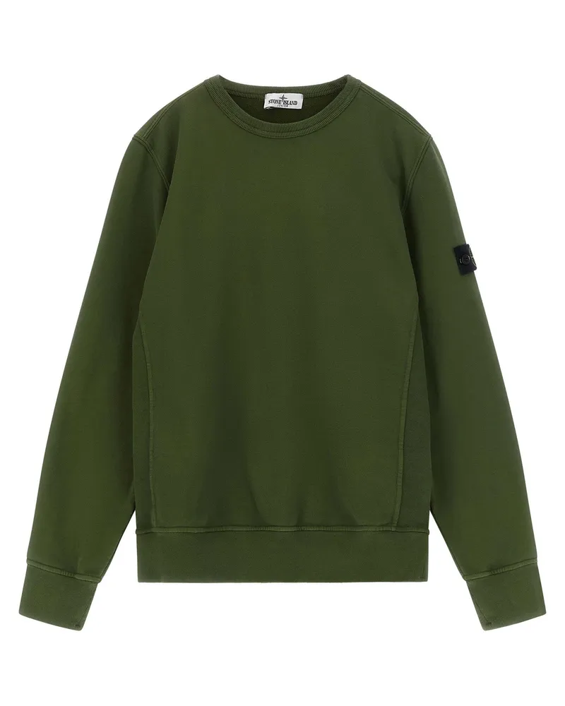 Stone Island Badge Logo Crew Neck Sweatshirt — Olive Green Olive