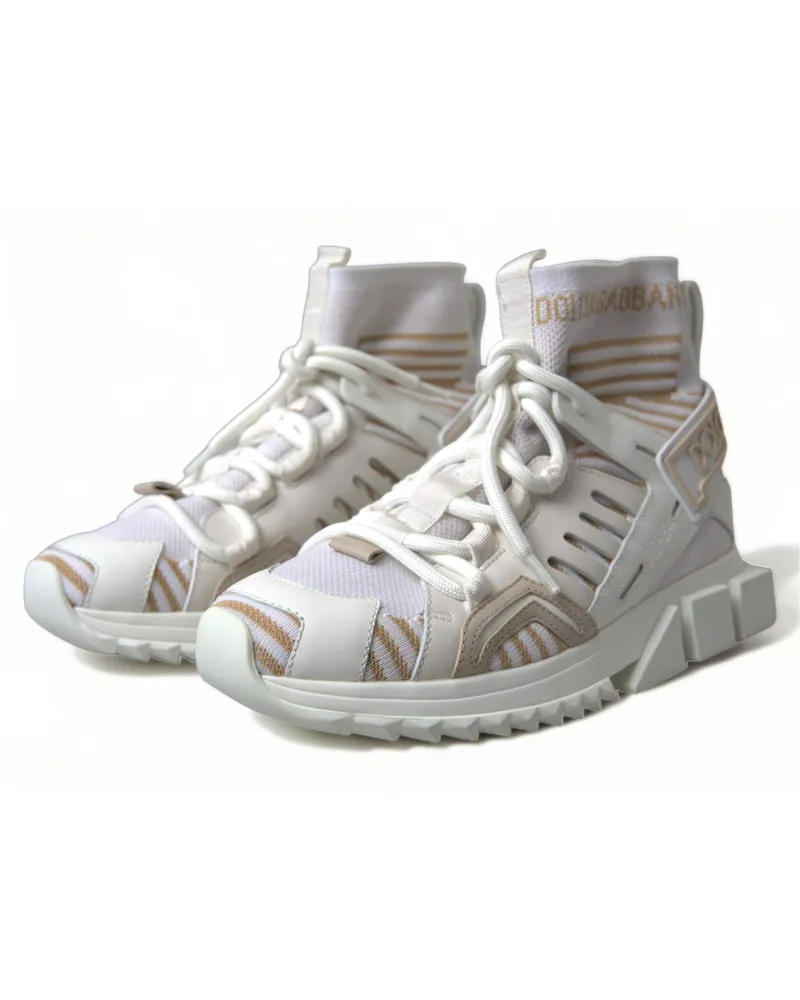Dolce & Gabbana Women's White Beige Sorrento Socks Sneakers Shoes Viscose White