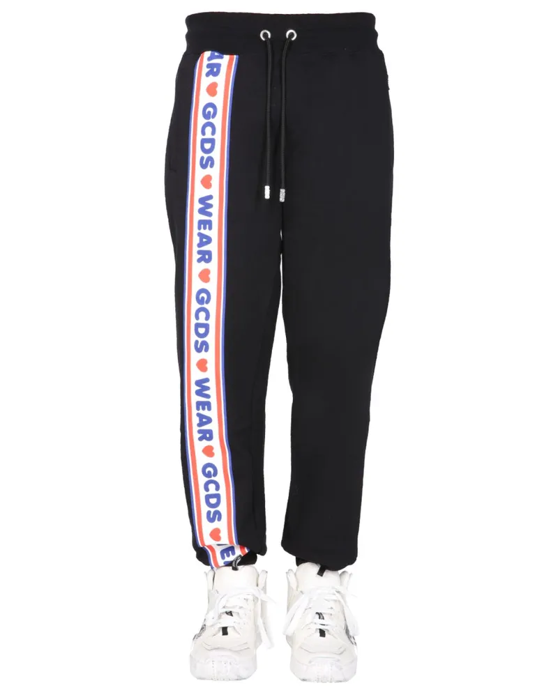 GCDS Cute Tape Logo Band Jogging Pants — Black Black