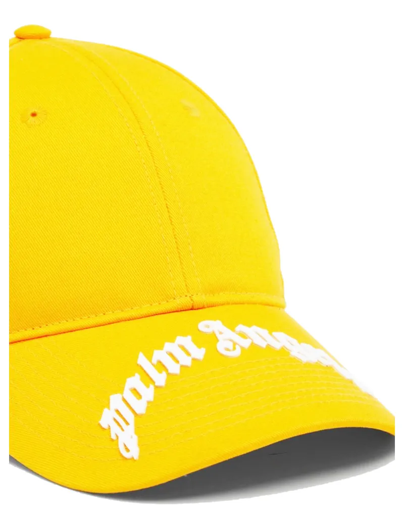 Palm Angels Men's Curved Logo Baseball Cap Yellow Accessories > Beanies & Hats Yellow