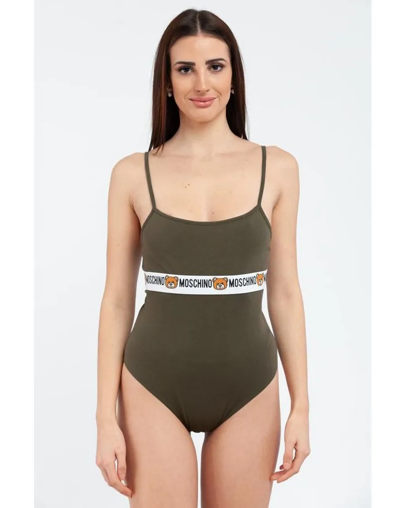 Moschino Logo-Trimmed Cotton Bodysuit — Green Green
