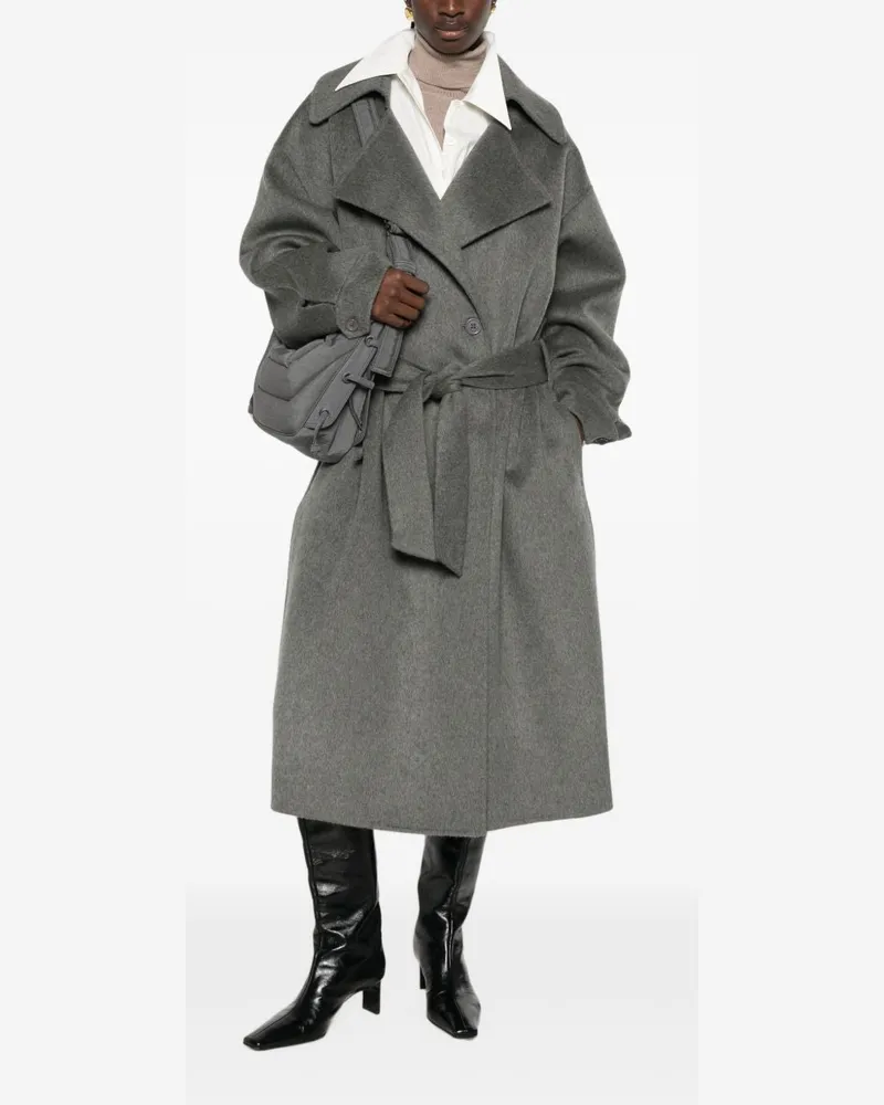032c Wool Blend Notched-Lapel Coat — Grey Grey