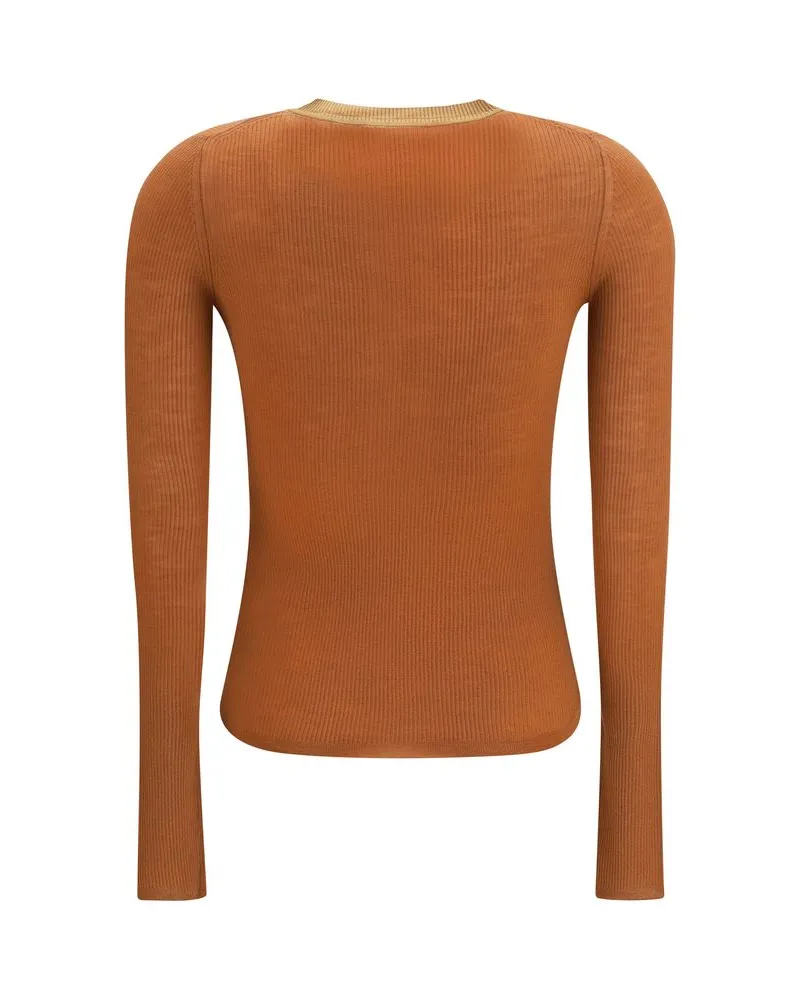 Chloé Merino Wool Henley Shirt — Beige Beige