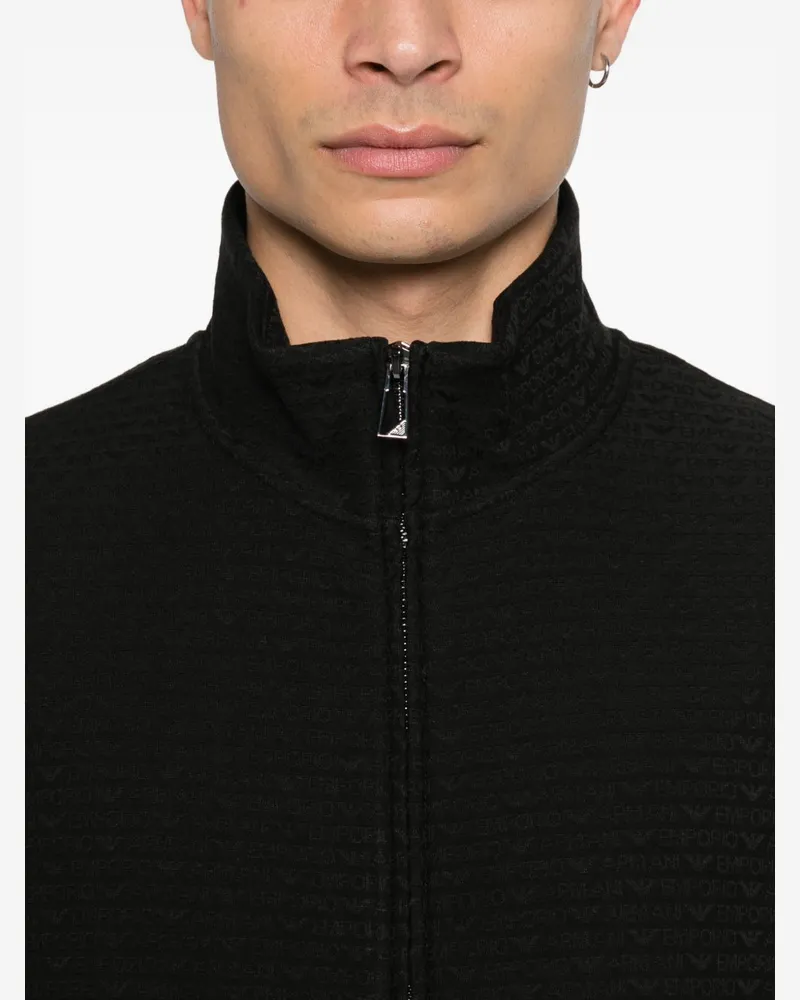 Emporio Armani Textured Logo Sweatshirt — Black Black